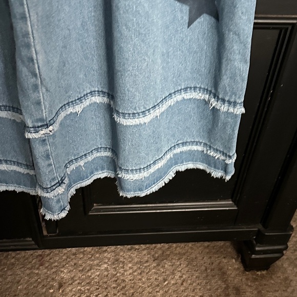 BiBi Star Pattern Wide Leg Jeans - Blue and Black - Picture 4 of 5